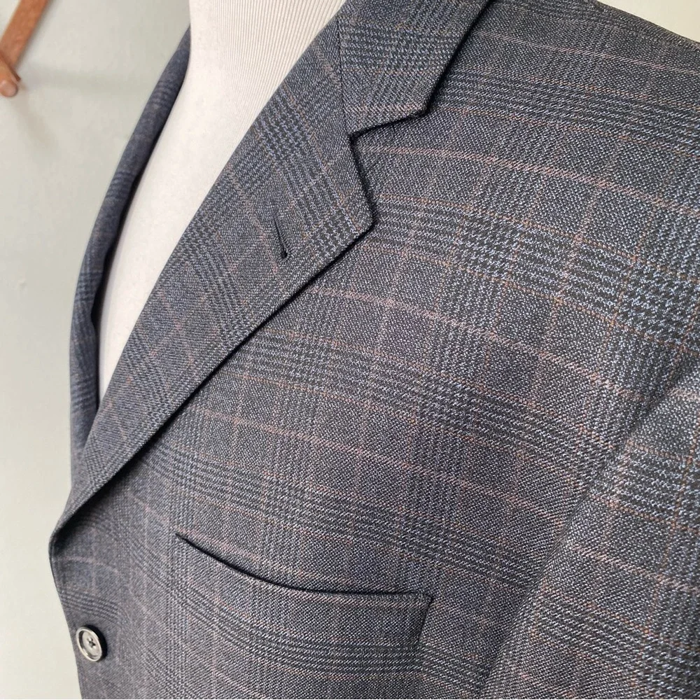 Burberry London Wool Plaid Kensington Blazer